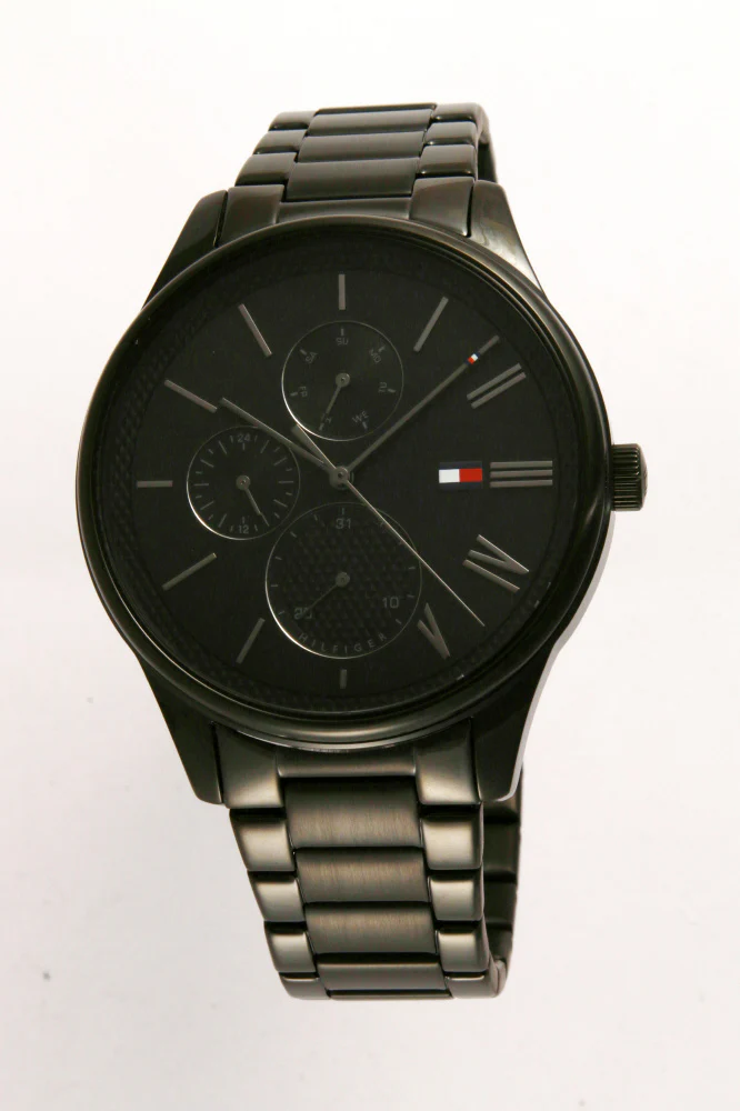 1791849 Stylish Men's Watch Black Stainless Steel Water Resistant Chronograph Date Function