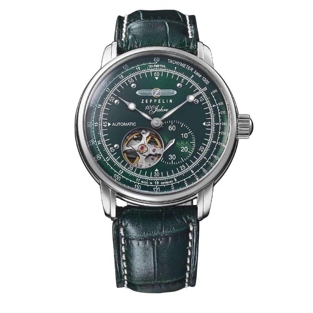 76626SET 100th Anniversary Series Open Heart 2-Year Warranty Green Automatic Movement Elegant Design