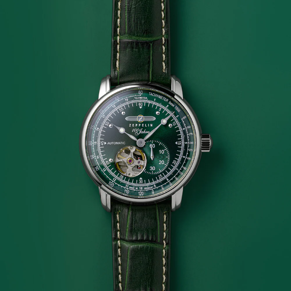 76626SET 100th Anniversary Series Open Heart 2-Year Warranty Green Automatic Movement Elegant Design - Image 2
