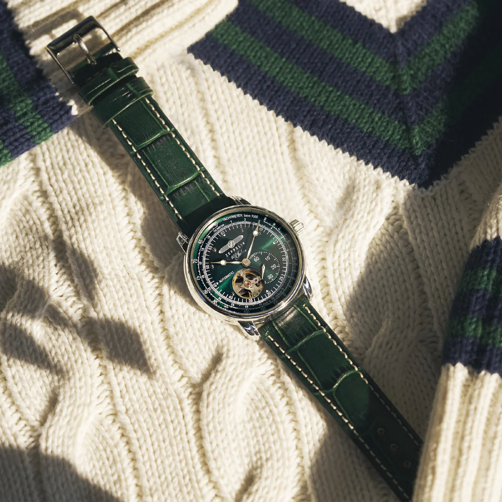 76626SET 100th Anniversary Series Open Heart 2-Year Warranty Green Automatic Movement Elegant Design - Image 3