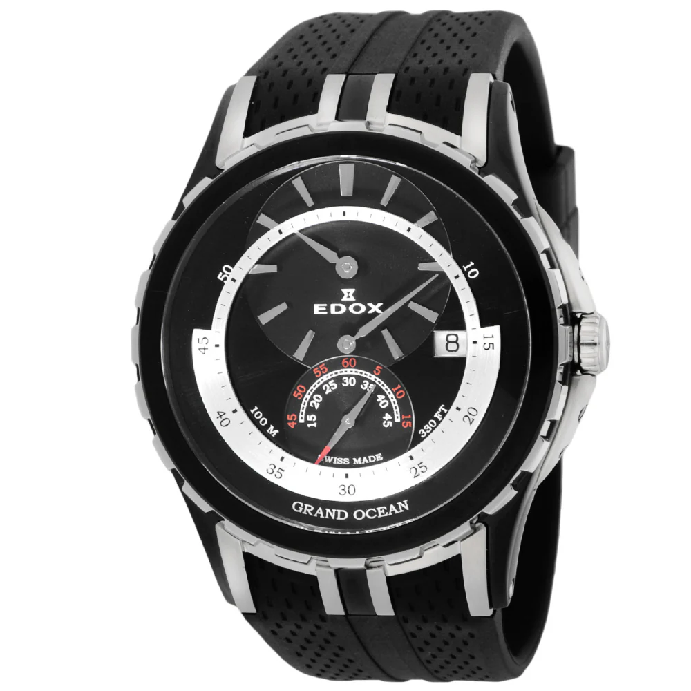 77002357NNIN Grand Ocean 2-Year Warranty Black Silver Stainless Steel Water Resistant Elegant Design