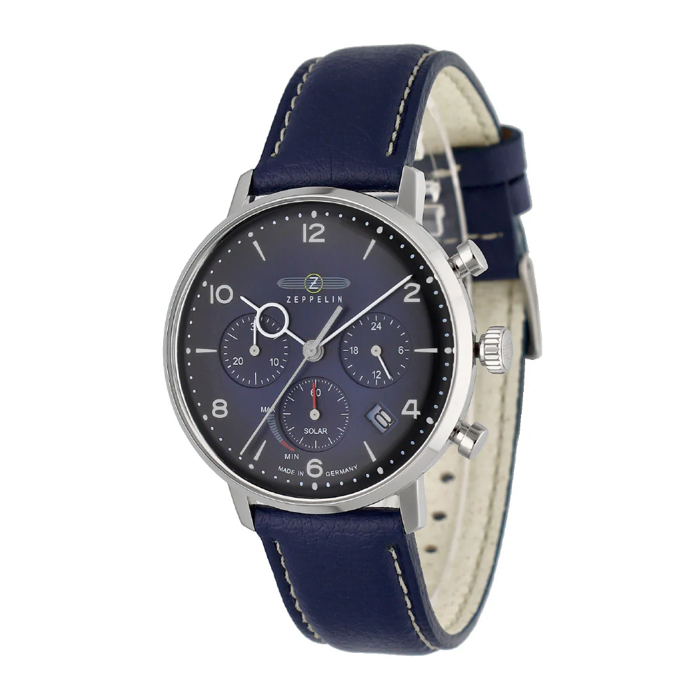 80863 HINDENBURG SOLAR Navy 2-Year Warranty Solar-Powered Elegant Design Water-Resistant