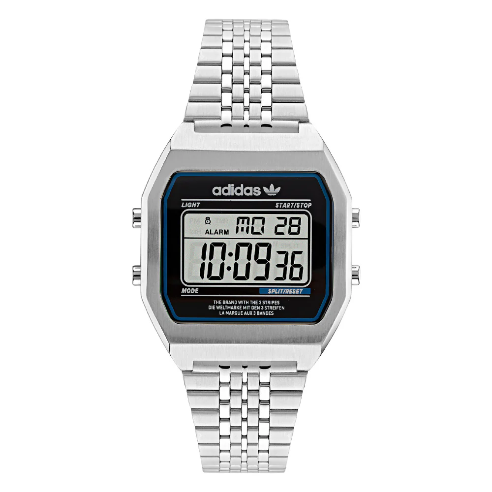 ADIDAS AOST22072 Digital Two 1 Year Warranty Silver Lightweight Stylish Design Water Resistant