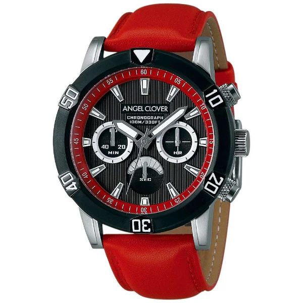 ANGEL CLOVER BR43BBK-RE Stylish Black-Red Design Water Resistant Elegant Timepiece 1-Year Warranty