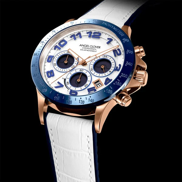 ANGEL CLOVER LUS44PWH WH Stylish Men's Luce Solar Watch with Eco Friendly Solar Power, Water Resistant Design, and Sleek White Dial - Image 2