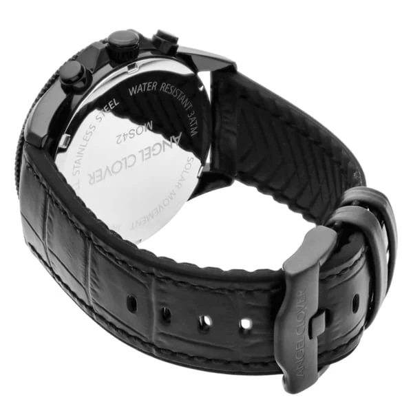 ANGEL CLOVER MOS42BBK BK Men's Watch with Stylish Leather and Rubber Strap, Water Resistant Design, Elegant Black Dial for Everyday Wear - Image 5