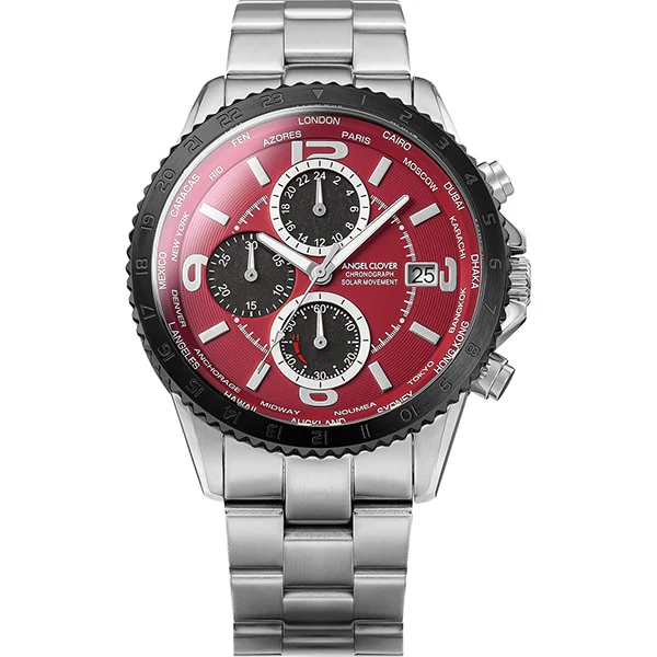ANGEL CLOVER NMOS44SBRE Stylish Solar Powered Watch with Durable Stainless Steel, Elegant Blue Dial, and Water Resistance for Everyday Use