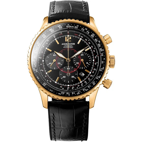 ANGEL CLOVER NTS44PBK BK Stylish Solar Powered Timepiece with Durable Design, Elegant Black Finish and Eco Friendly Technology