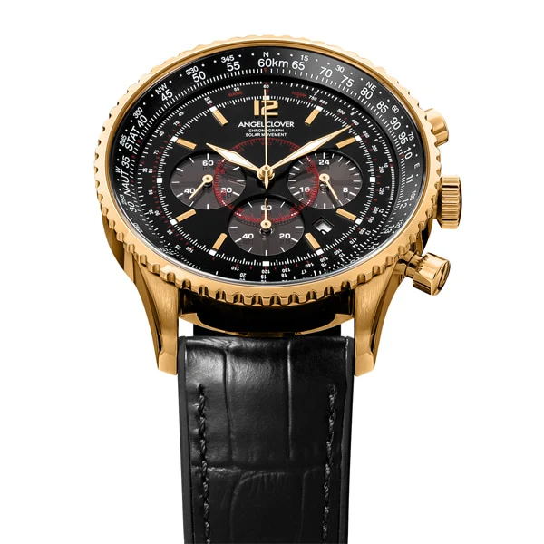 ANGEL CLOVER NTS44PBK BK Stylish Solar Powered Timepiece with Durable Design, Elegant Black Finish and Eco Friendly Technology - Image 3