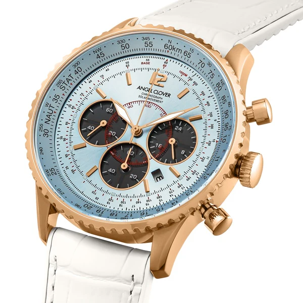 ANGEL CLOVER NTS44PBU WH Stylish Solar Powered Watch with Durable Design, Elegant White Dial, and Eco Friendly Features - Image 2