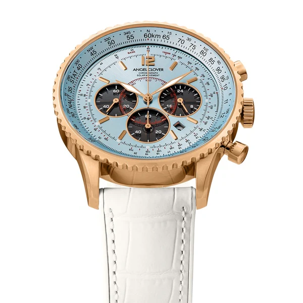 ANGEL CLOVER NTS44PBU WH Stylish Solar Powered Watch with Durable Design, Elegant White Dial, and Eco Friendly Features - Image 3