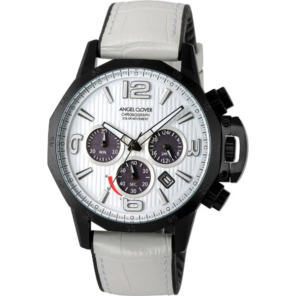 ANGEL CLOVER NTS45BWH-WH Time Craft Solar Eco-Friendly Design 1-Year Warranty Stylish Minimalist Watch