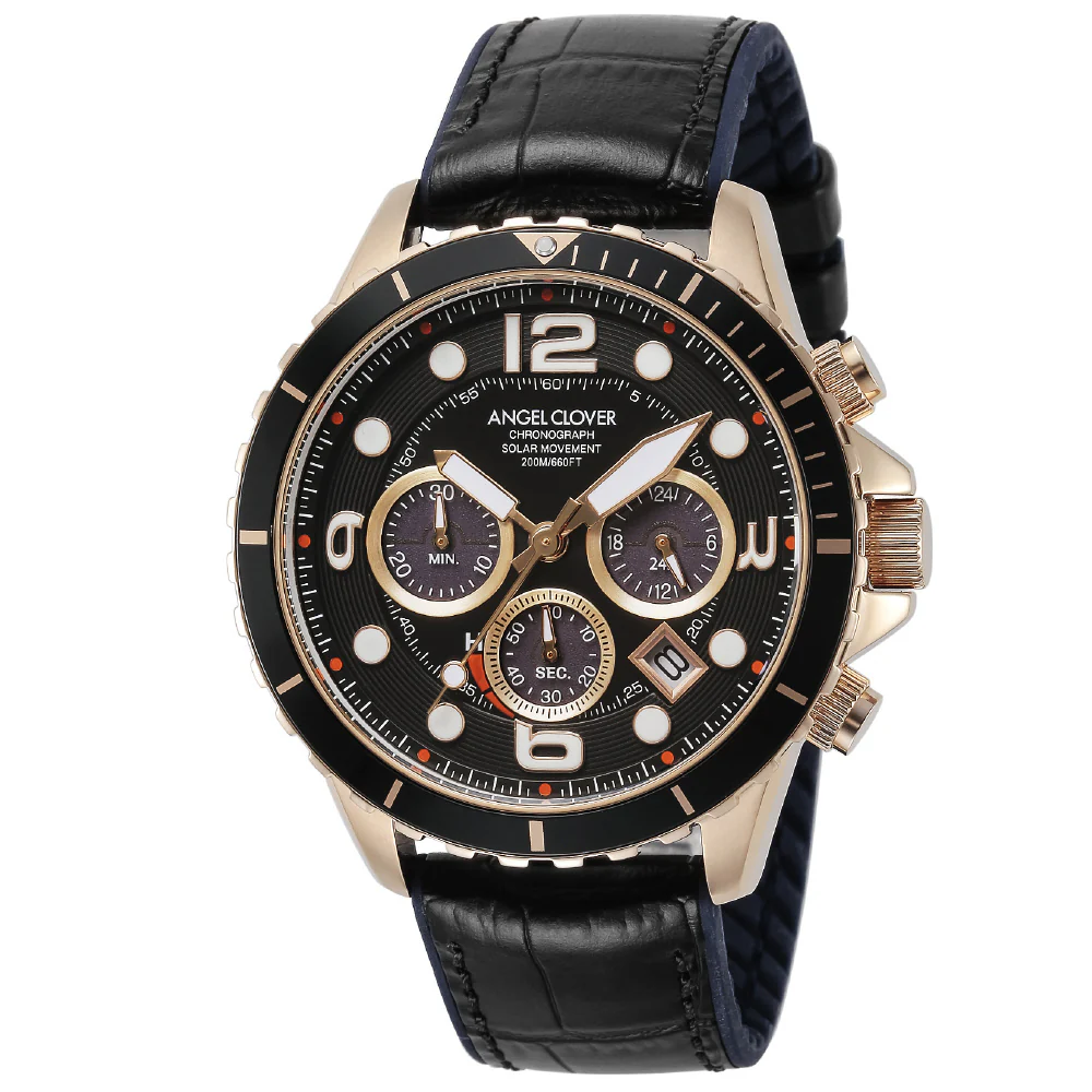 ANGEL CLOVER TCD45PBK BK Time Craft Diver Watch with 1 Year Warranty, Durable Black Design, Water Resistant, Stylish and Functional