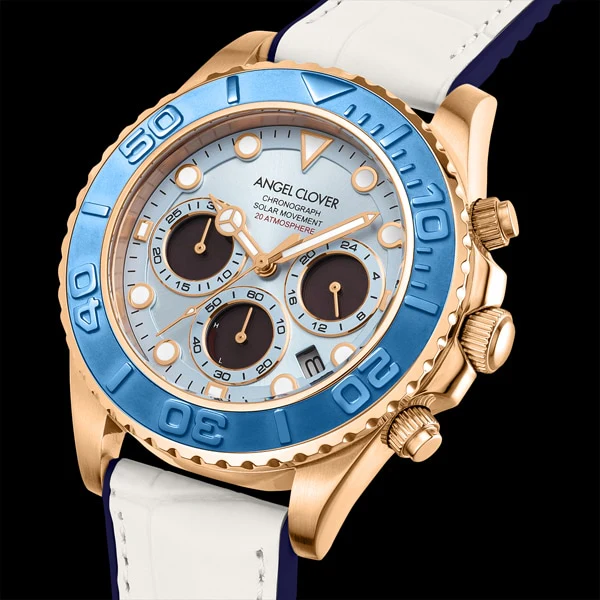 ANGEL CLOVER TCD45PBU WH Solar Chronograph Diver Watch with Durable Design, Water Resistance, and Stylish Elegance for Every Adventure - Image 2