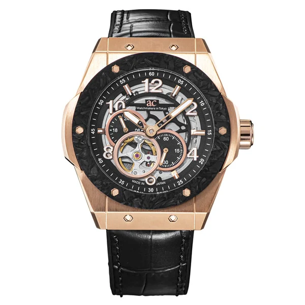 ANGEL CLOVER TCJ45PBK-BK Japan Made Timecraft Watch with Durable Black Leather Strap, Elegant Design, and Precision Quartz Movement