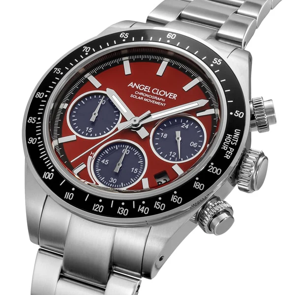 Angel Clover TCS40SRE Solar Powered Elegant Design Water Resistant Durable Stainless Steel Band