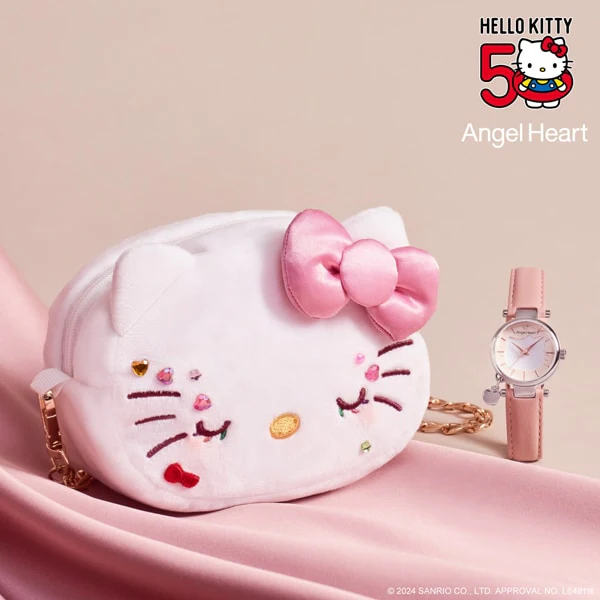 Angel Heart KT26SS Hello Kitty Collaboration Calf Leather Ladies' Handbag with Stylish Design and Durable Construction