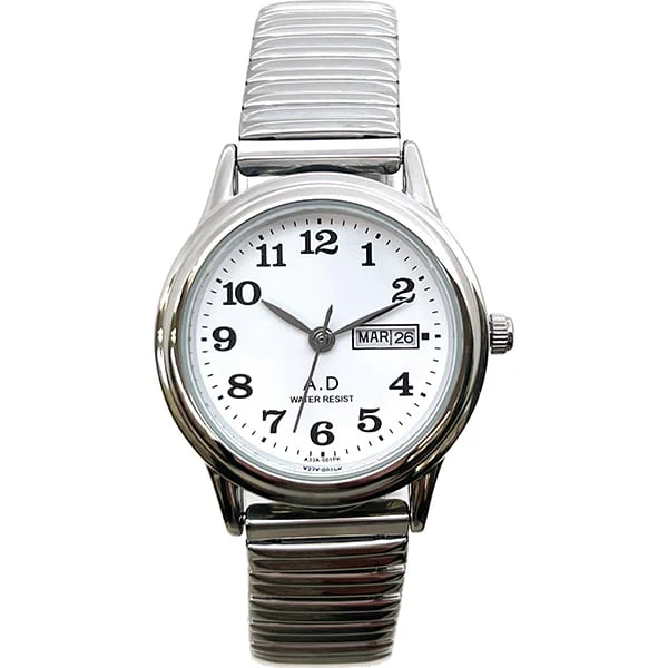Arias A2418L Elegant Women's Analog Watch with Metal Stretch Band Day Date Function Water Resistant