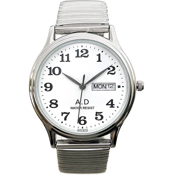 Arias A2418M Stylish Analog Watch with Metal Stretch Band Day Date Function Water Resistant