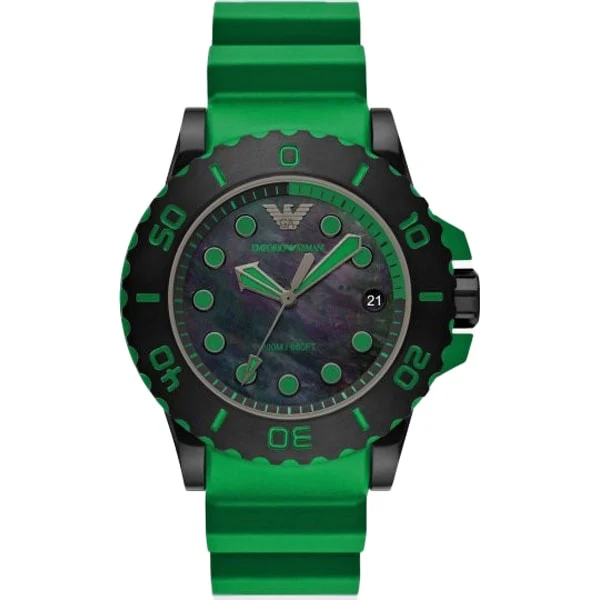 Armani AR11440 Men's Acqua 46mm Rubber Strap Water Resistant Stylish Design 2-Year Warranty