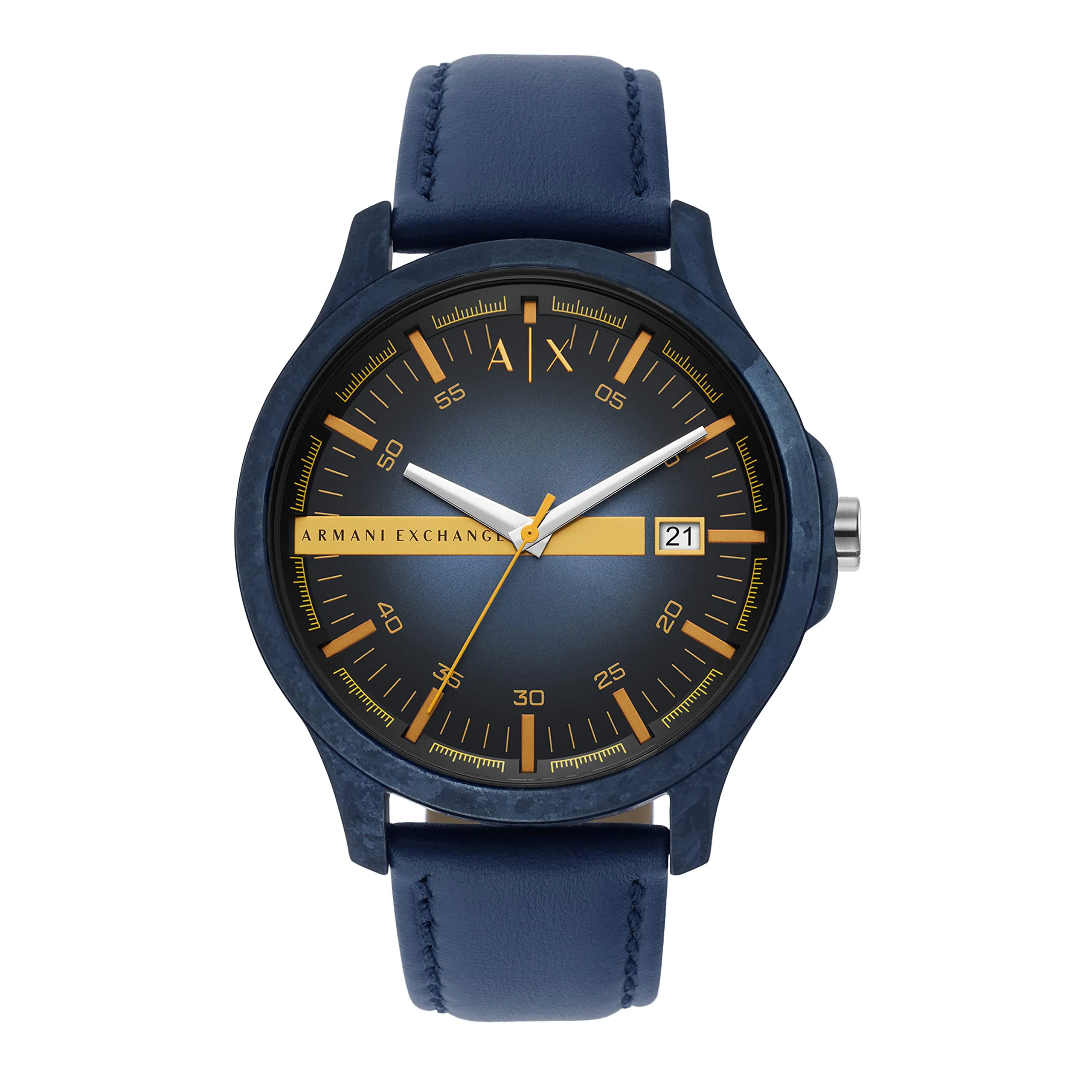 ARMANI EXCHANGE AX2442 Three Hand Blue Dial Leather Watch