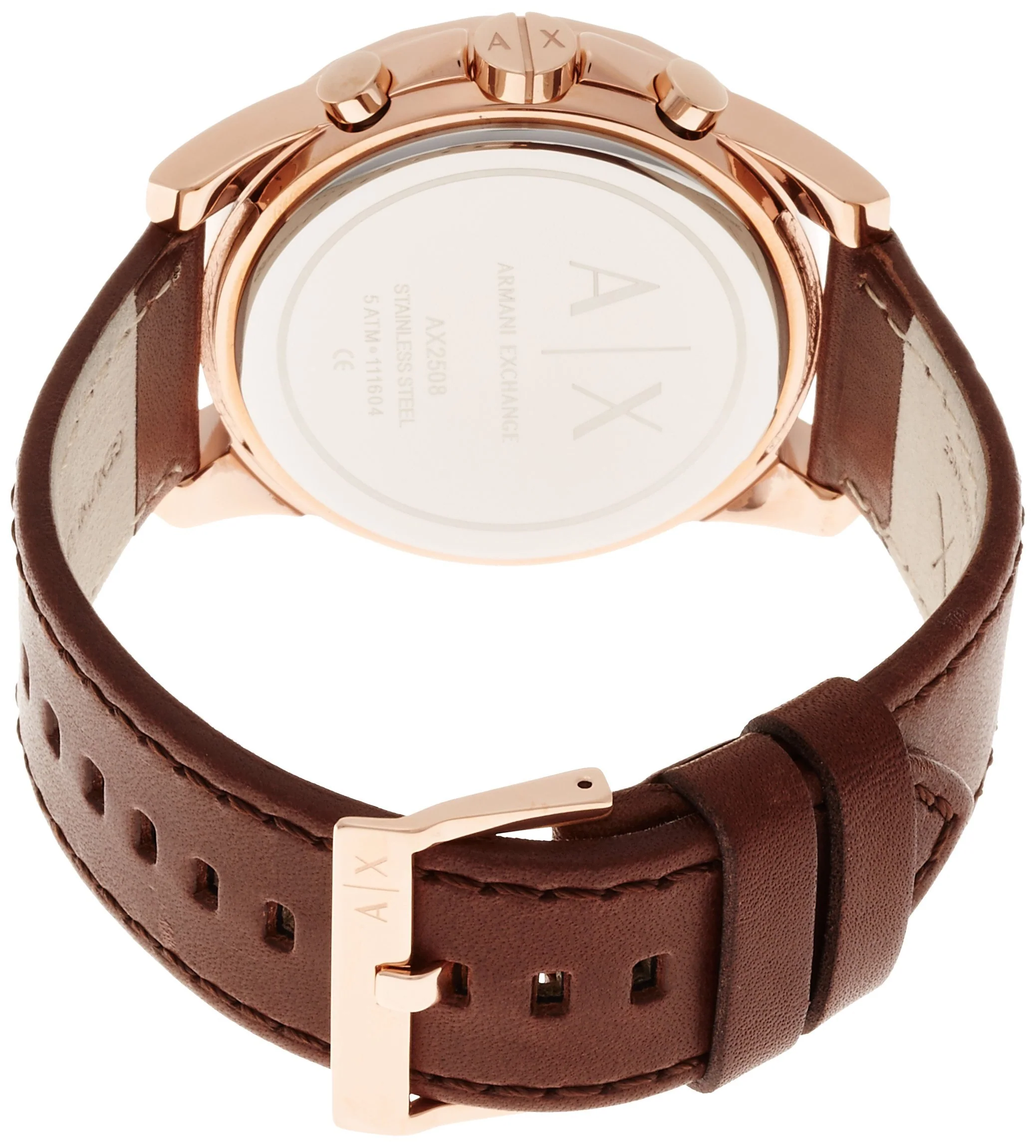 ARMANI EXCHANGE AX2508 Men's Brown Leather Quartz Watch - Image 2