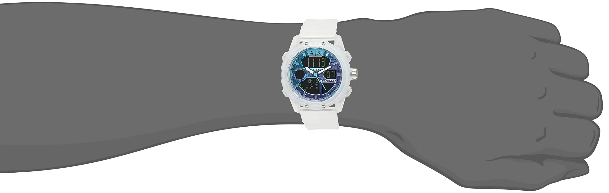 ARMANI EXCHANGE AX2963 Analog-Digital Clear Silicone Watch - Image 2