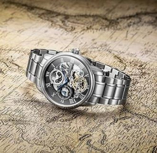 ARNSHOW ES-8006-11 Longitude Dual Time Automatic Skeleton Moon Phase Water Resistant Elegant Design - Image 2