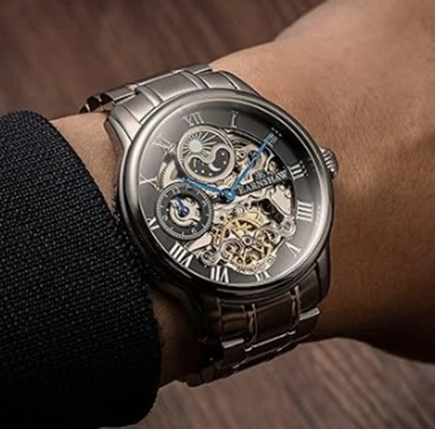 ARNSHOW ES-8006-11 Longitude Dual Time Automatic Skeleton Moon Phase Water Resistant Elegant Design - Image 3