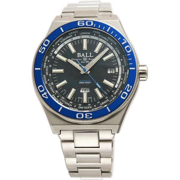 BALL Watch DG3032A-SJ-BKBE Roadmaster World Time Automatic Swiss Movement Water Resistant 2-Year Warranty