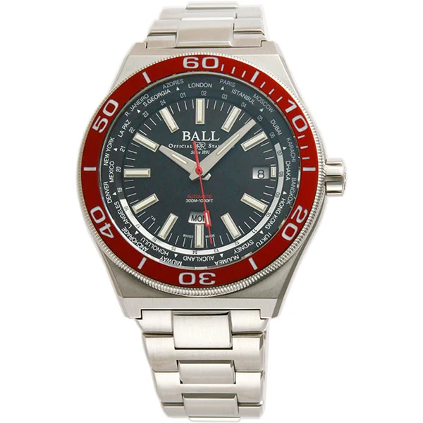 BALL Watch DG3032A-SJ-BKRD World Time Automatic 100m Water Resistant Swiss Movement Luminous Dial