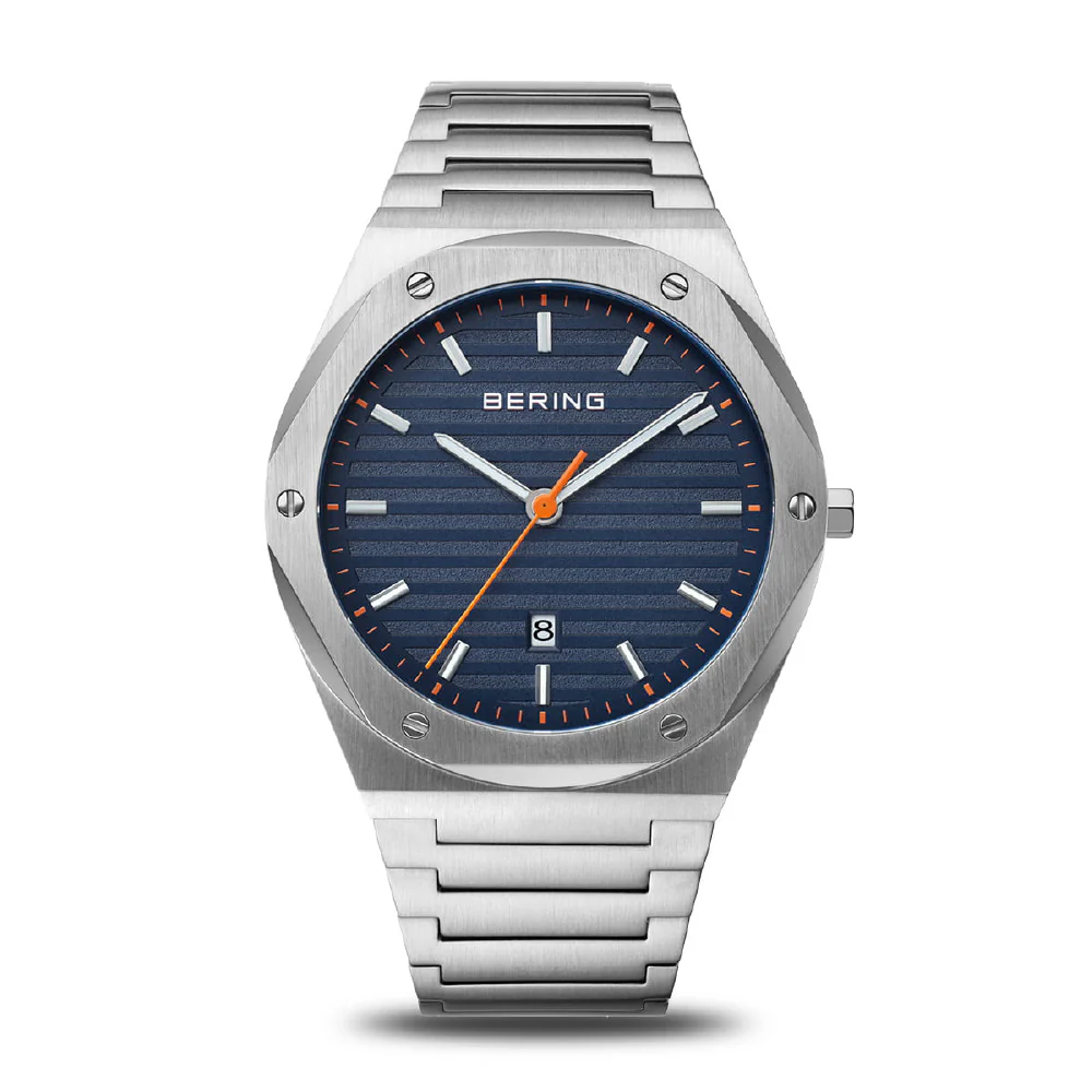 BERING 19742-707 Classic SLIM LINK 42mm Quartz Stainless Steel Band Elegant Design Water Resistant