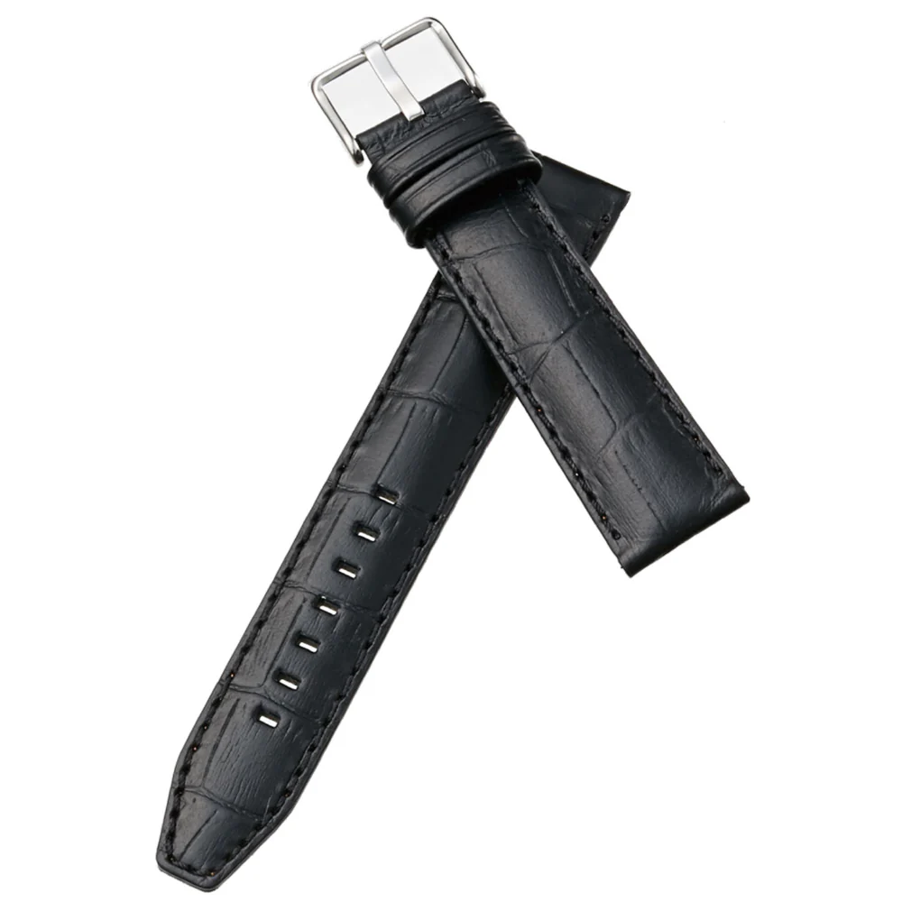 BKB112AP Genuine Leather Alligator Pattern 18mm Width 16mm Buckle Black Watch Band - Image 3