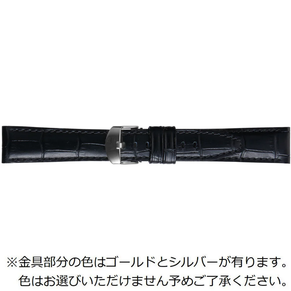 BKB112AU Genuine Leather Alligator Pattern 22mm Strap 20mm Buckle Black Stylish Durable