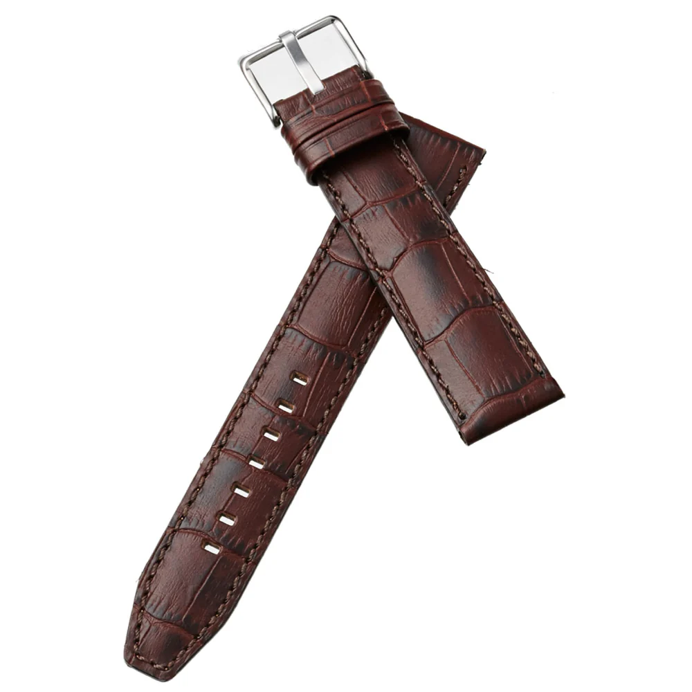 BKE112BP Genuine Leather Alligator Pattern 18mm Width Dark Brown Watch Band Adjustable Buckle - Image 3