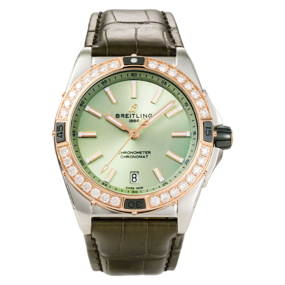 Breitling U17356531L1P1 Super Chronomat Automatic 2-Year Warranty Green Dial Chronograph Swiss Movement Luxury Watch