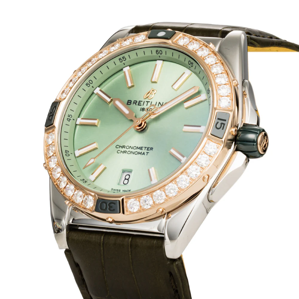 Breitling U17356531L1P1 Super Chronomat Automatic 2-Year Warranty Green Dial Chronograph Swiss Movement Luxury Watch - Image 2