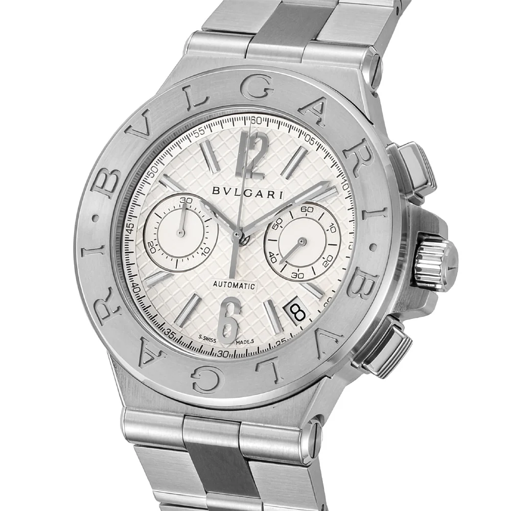BVLGARI DG40C6SSDCH Diagono 2-Year Warranty Silver Stainless Steel Swiss Made Water Resistant - Image 2