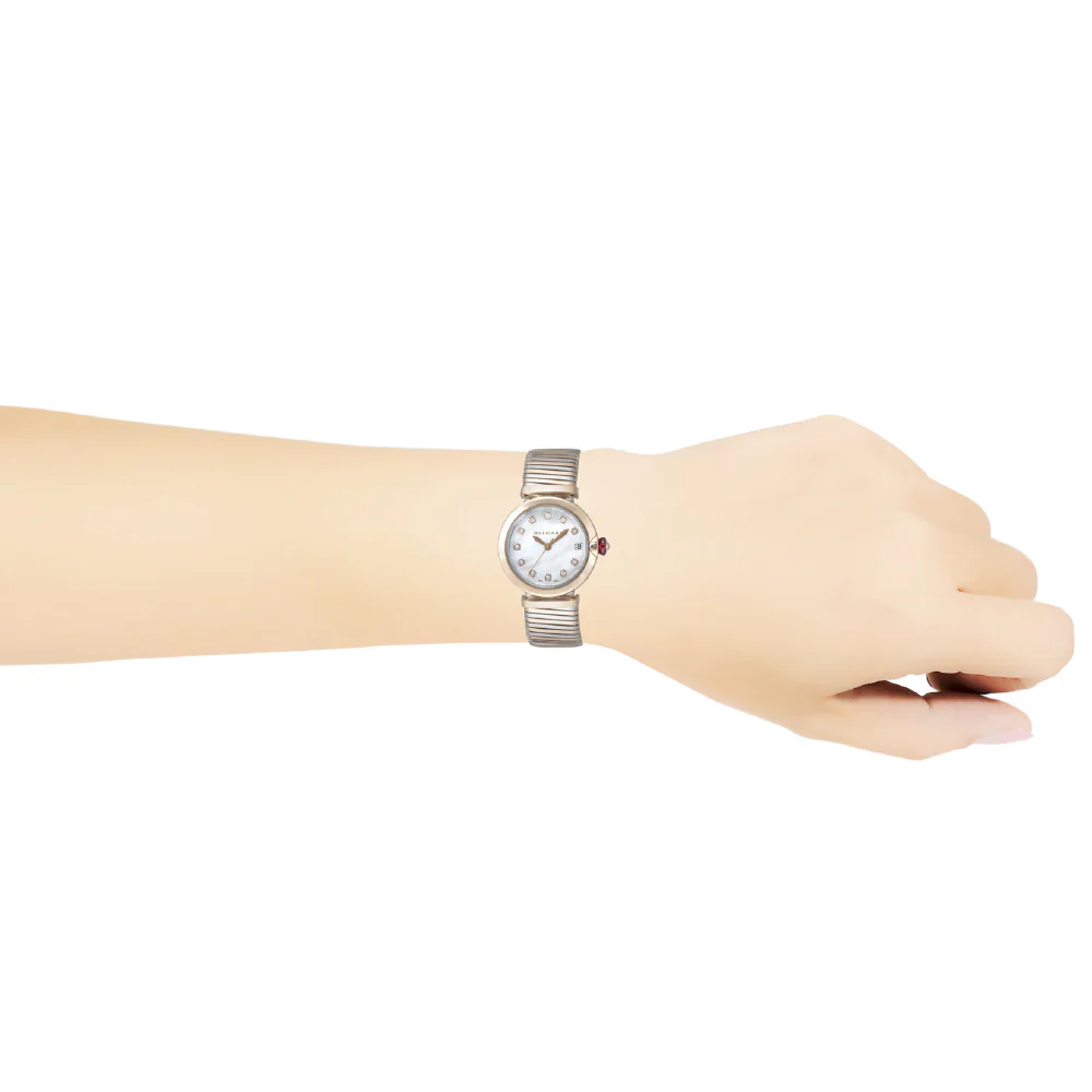 BVLGARI LU33WSPGSPGD-11.T Elegant White Dial 2-Year Warranty Swiss Quartz Movement Luxurious Design - Image 4