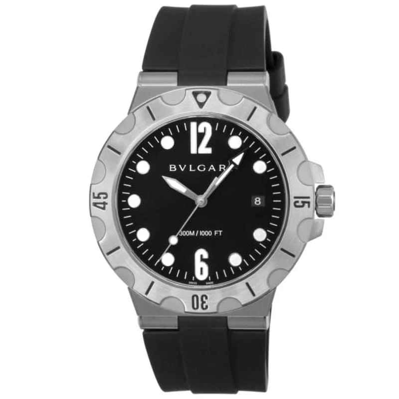 BVLGARI Men's DIAGONO Professional Black Parallel Import 2-Year Warranty DP41BSVSD