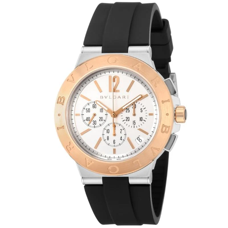 BVLGARI Men's Diagono White Parallel Import 2-Year Warranty DG41WSPGVDCH