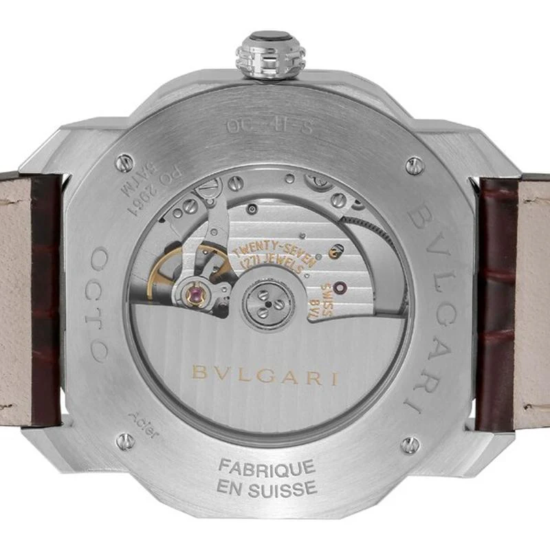 BVLGARI Octo Roma Men's Alligator Belt Parallel Import 2-Year Warranty OC41C1SLD - Image 4