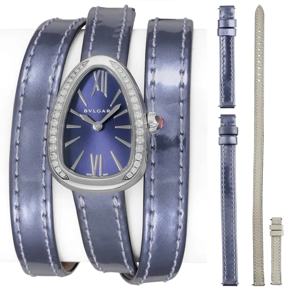 BVLGARI SPS27C3SDL Elegant Women's Leather Strap Swiss Made Water Resistant 2-Year Warranty