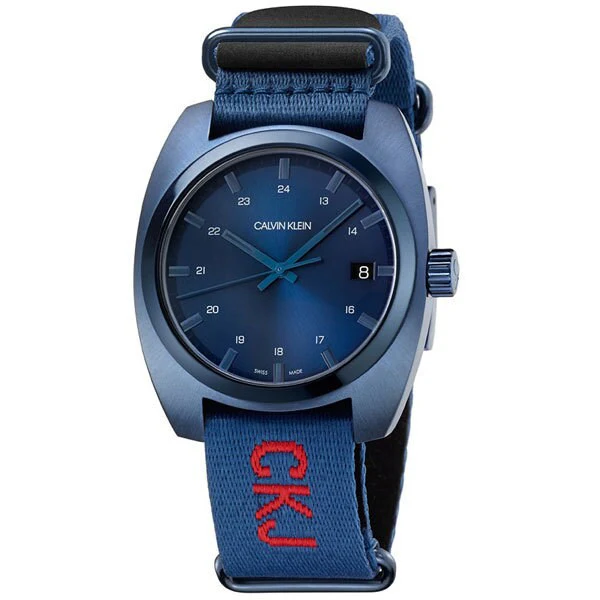 Calvin Klein K8W31XVN Stylish 43mm Stainless Steel Black Dial NATO Strap Water Resistant 2-Year Warranty