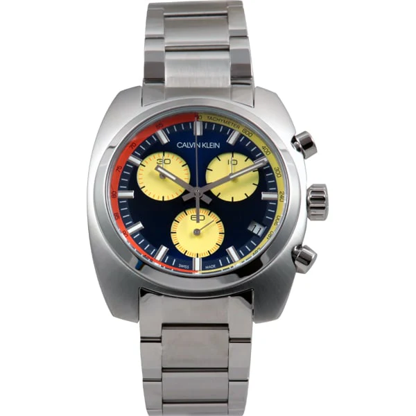Calvin Klein K8W3714N Achieve SS Chronograph Black Yellow Orange Bracelet 43mm Imported 2-Year Warranty - Image 3