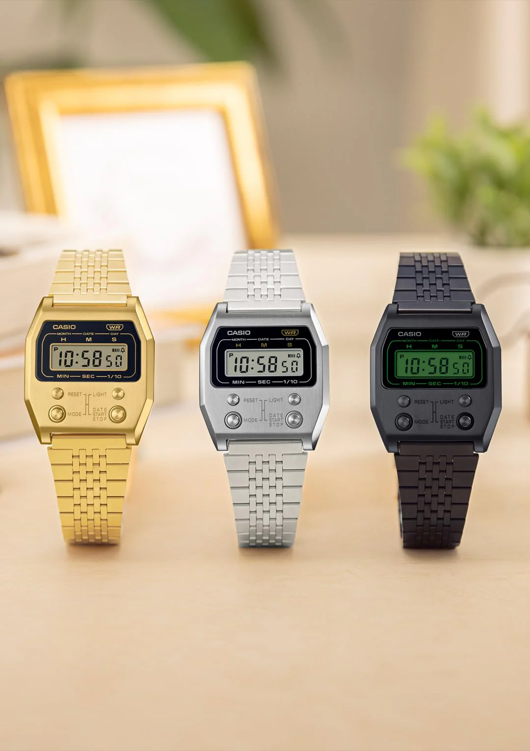 CASIO A1100B-1JF Classic Black Stainless Steel Quartz Watch - Image 3