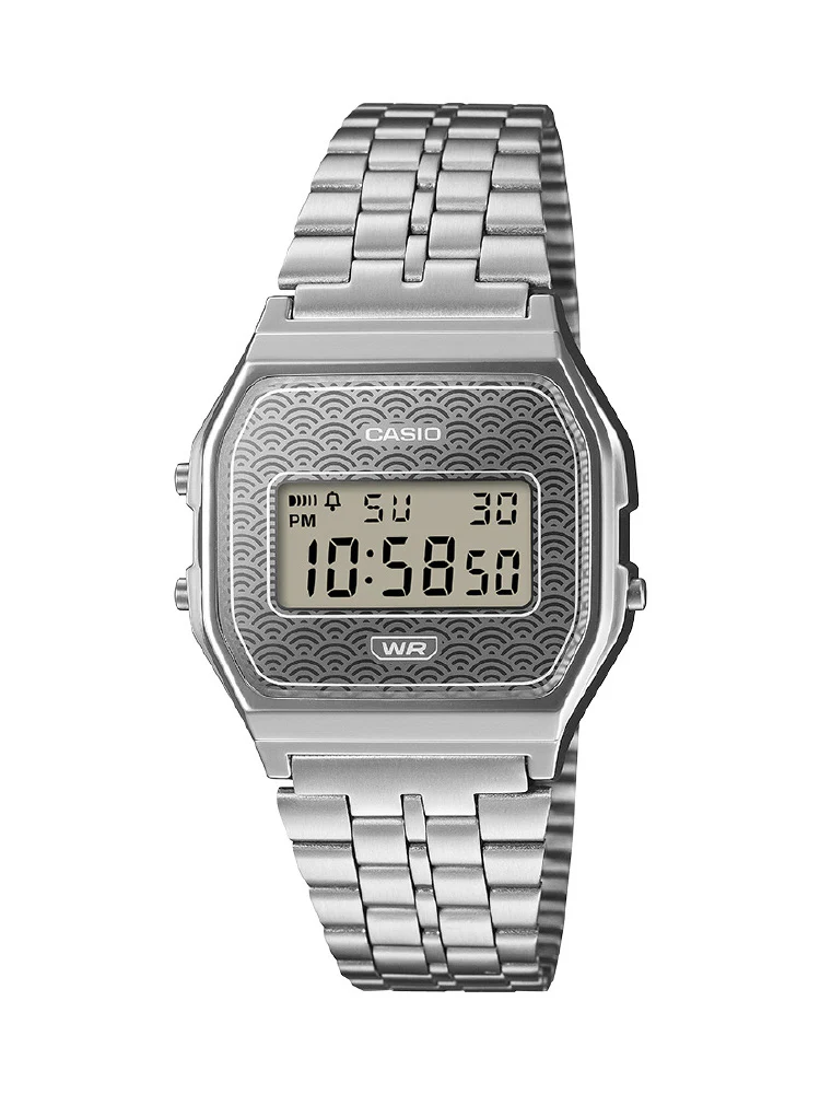 CASIO A159WEVJ-7JR Classic Silver Digital Watch - LED Backlight - Stopwatch Function - Water Resistant - Stylish Design