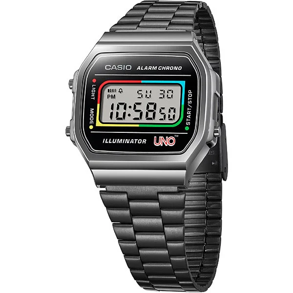 CASIO A168WEUC 1AJR Classic Digital Watch with Stainless Steel Band, Water Resistant, LED Backlight and Retro Design - Image 2