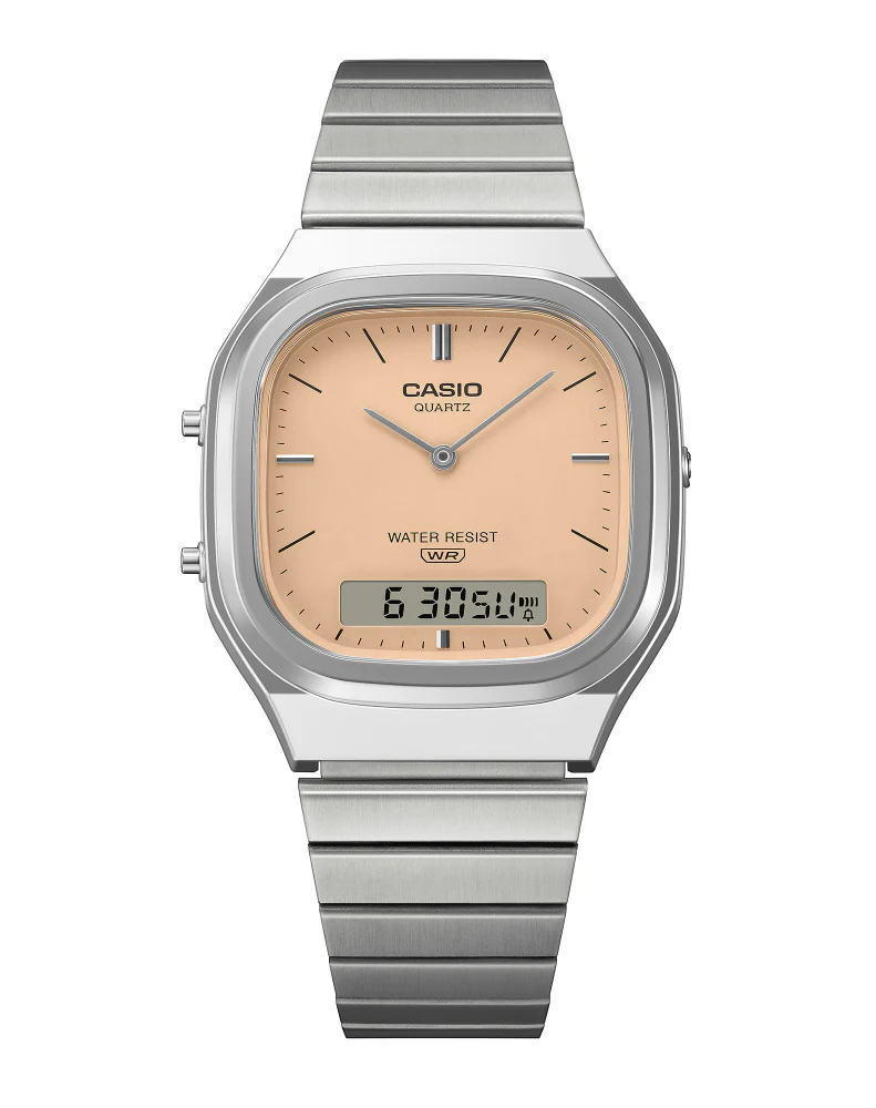 CASIO AQ-240E-4AJF Classic Analog-Digital Combination Model Stylish Orange Color Water Resistant Lightweight Design - Image 2