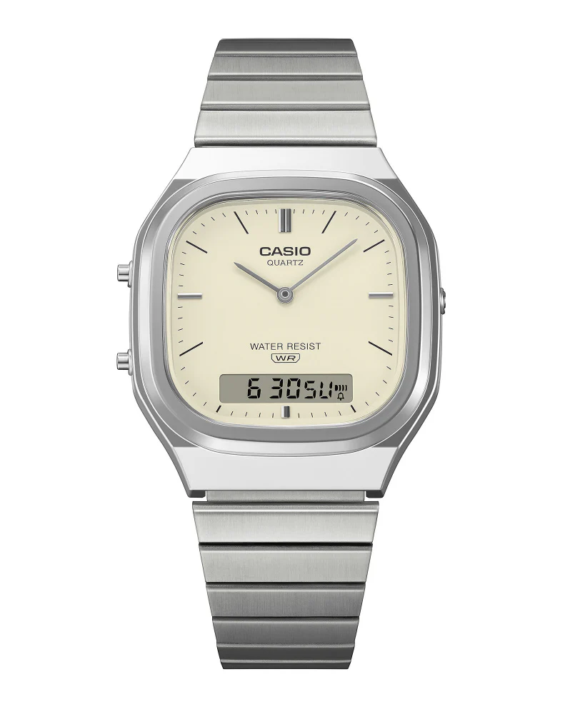 CASIO AQ-240E-7A2JF Classic Analog-Digital Combination Model Ivory Easy-to-Read Display Water Resistant Stylish Design - Image 2